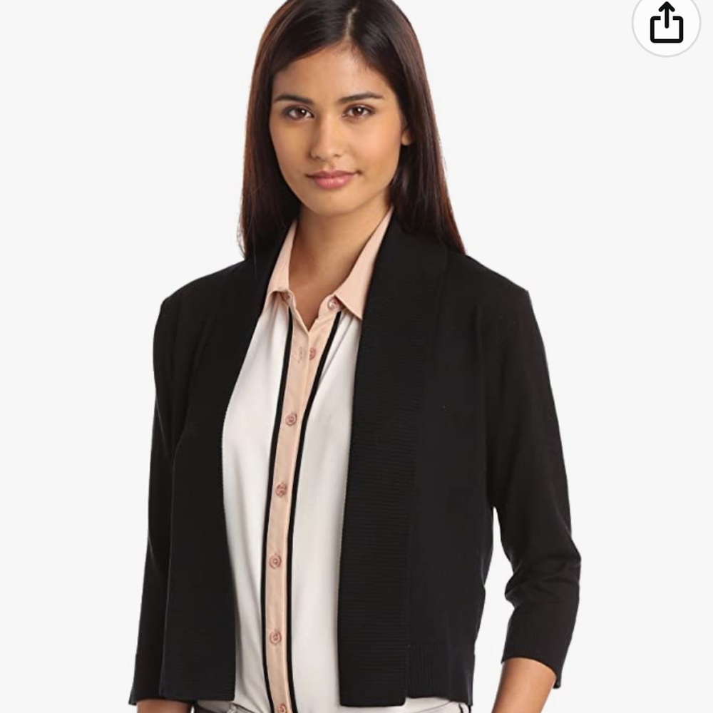 Calvin Klein Cardigan Black Silk Blend Open Front Oversized Women’s Small